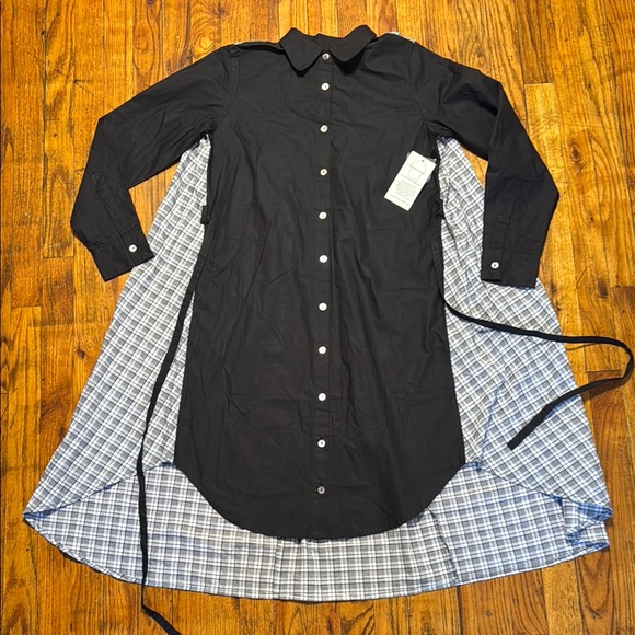 PROJECT‎ 6 NY NWT Maaya Long Black Gingham Poplin Button-Up Shirt Dress Size S - Picture 2 of 16